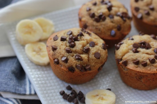 Skinny Honey-Sweetened Banana Chocolate Chip Muffins *Gluten-Free!*