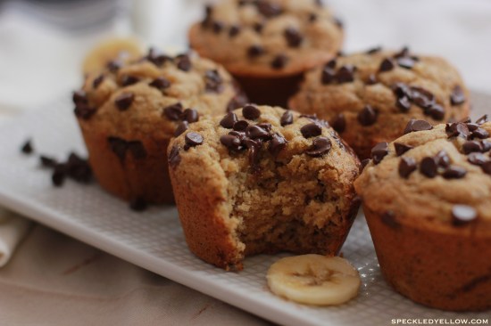 Skinny Honey-Sweetened Banana Chocolate Chip Muffins *Gluten-Free!*
